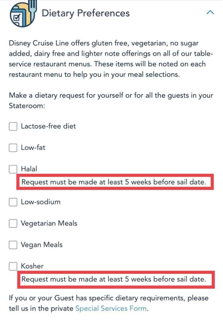 Dietary Requests Disney Cruise Line Special Requests