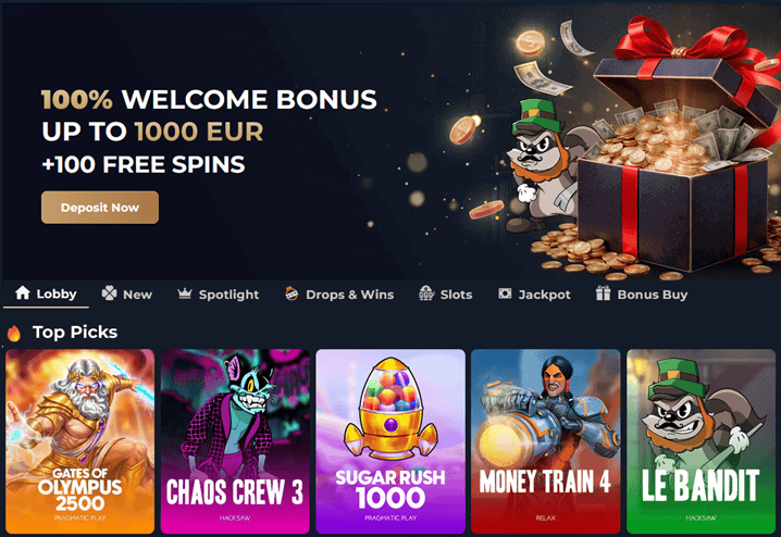 Deposit and get your welcome offer: 100% and 100 Free Spins 