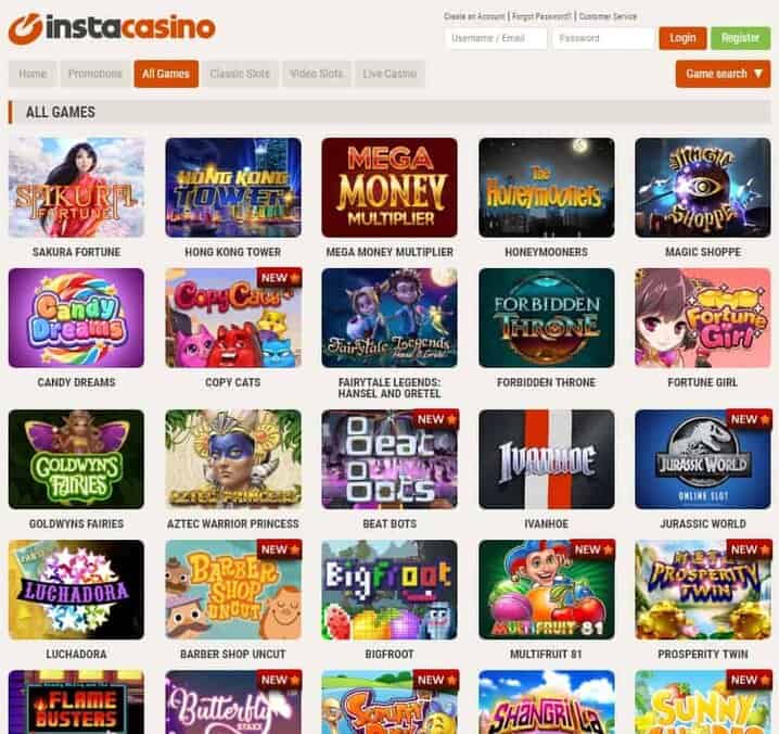 InstaCasino free bonus