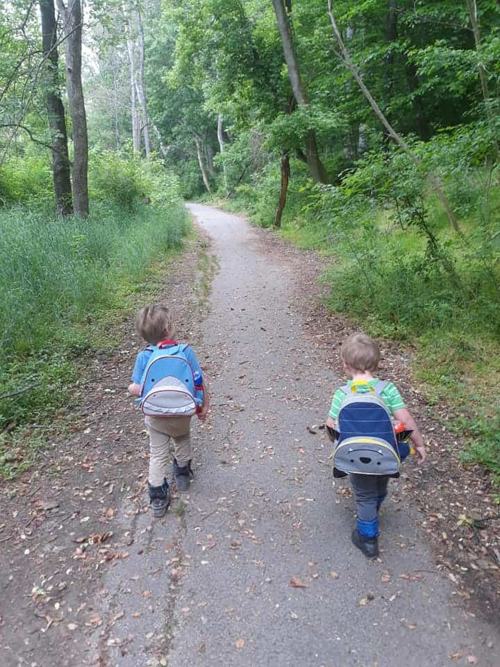 Kids walking the Alberton Road Trail in Maryland