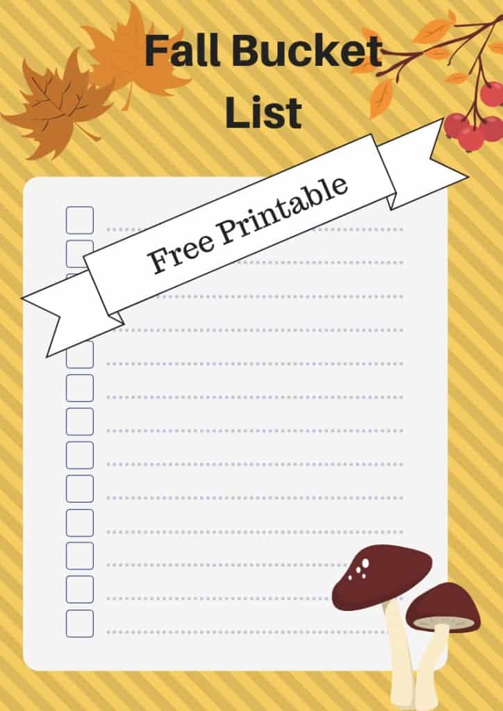 Fall bucket list printable