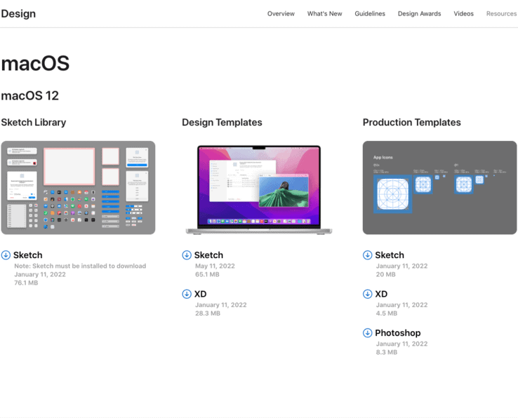 macOS design resources from Apple