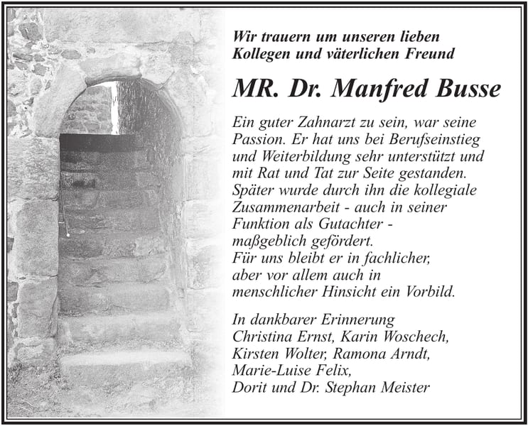 Nachruf Dr. med. Manfred Busse