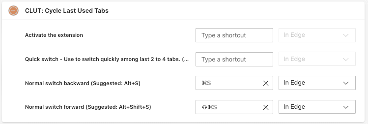 How to Switch between Tabs in Recently Used Order in Any Browser 1 Cycle last used tabs chrome extension shortcuts page. You can't assign Command+Tab for this. Your shortcut must have a number or letter in it.