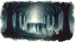 A mysterious group of hooded figures wanders through a foggy, fantasy-laden forest lined with tall, bare trees. The scene is reminiscent of a tabletop RPG setting, eerie and atmospheric, with dim lighting cloaked in shadows and mist contributing to the enigmatic ambiance.