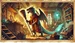 In a cozy, cluttered room reminiscent of a Dungeons & Dragons setting, a dragon wearing a robe sweeps the floor. A glowing fairy hovers nearby as sunlight streams through the window, illuminating wooden beams and shelves lined with books and curios.