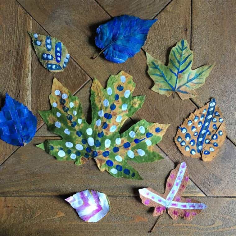 dried leaf art painted leaves