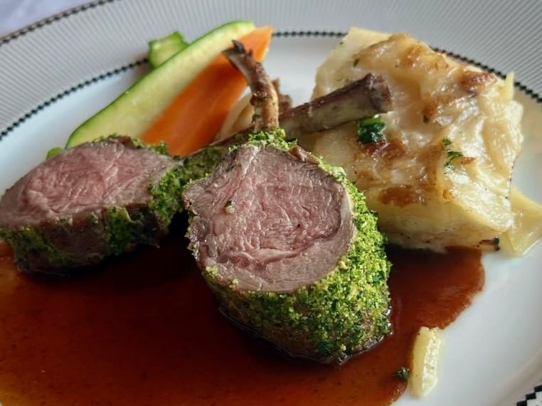 Disney Wish 1923 Italian Flat Parsley and Rosemary-Crusted Rack of Lamb