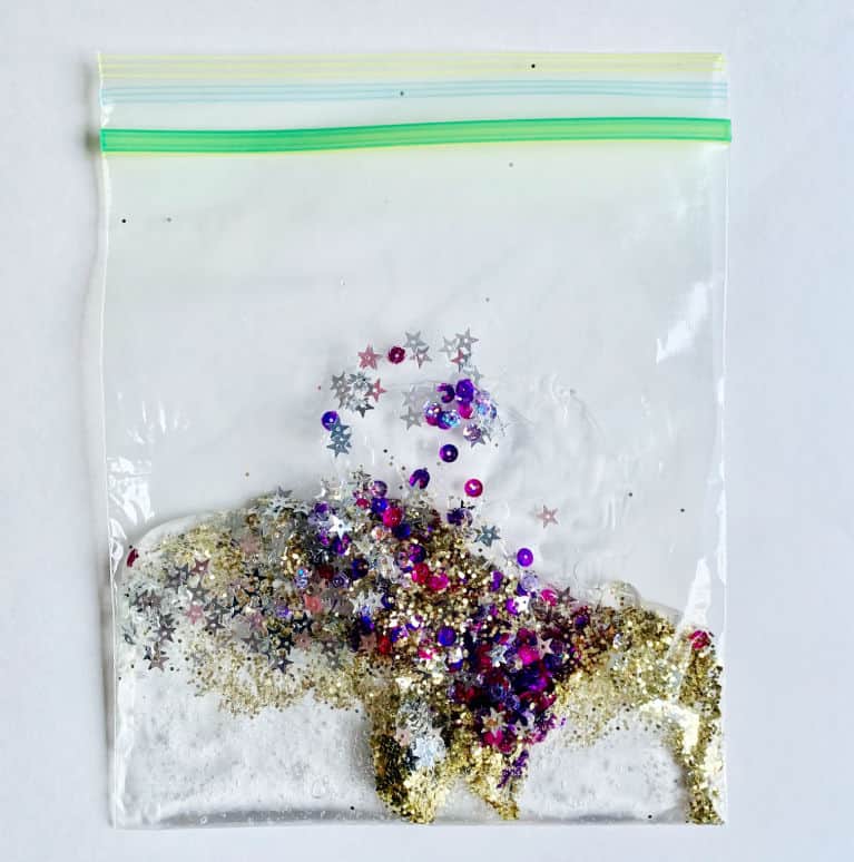 sensory bag materials in ziplock bag