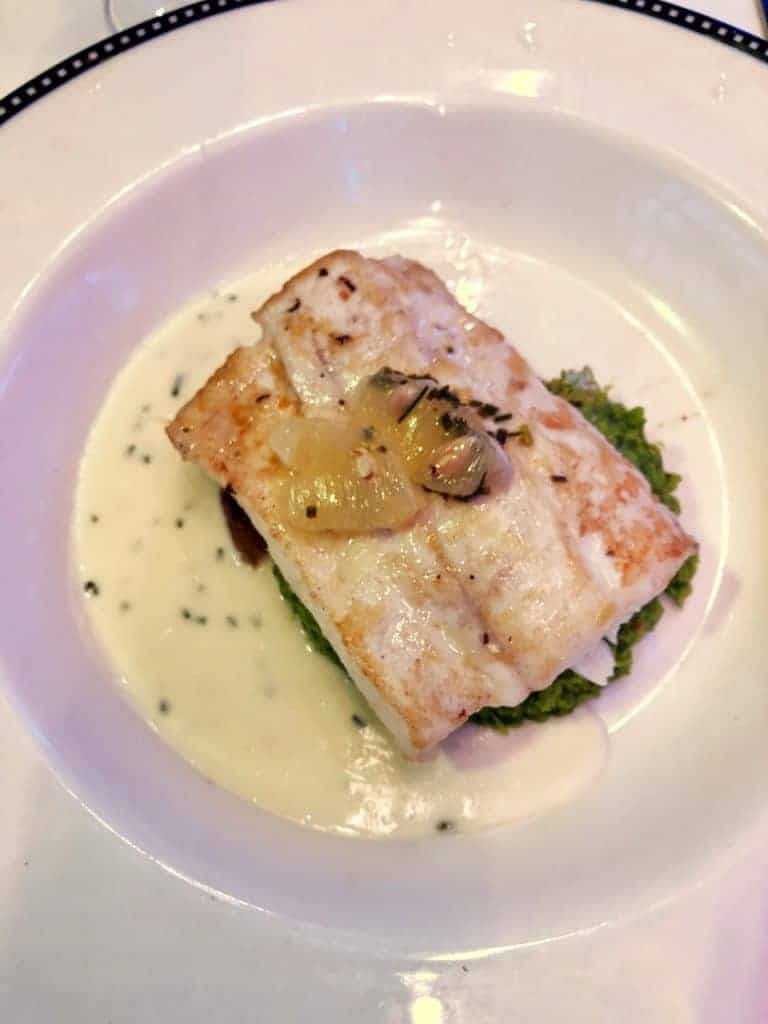 Pan Seared Halibut from the Let the Magic Begin Menu Disney Magic Transatlantic cruise