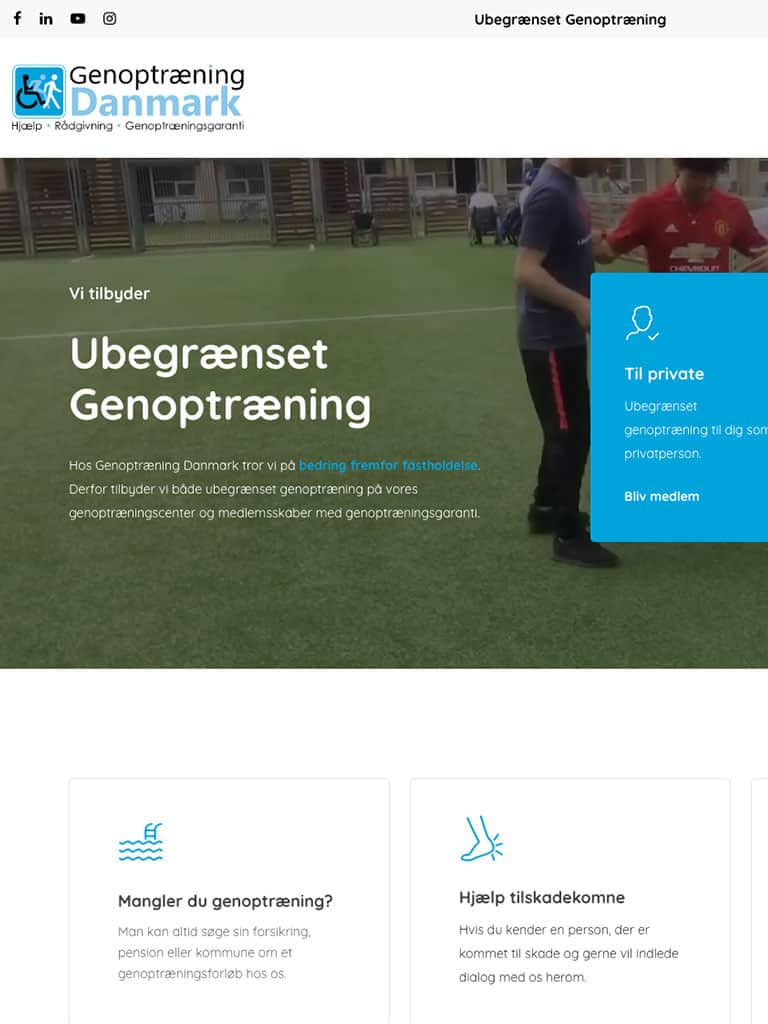 Screenshot Genoptræning Danmark