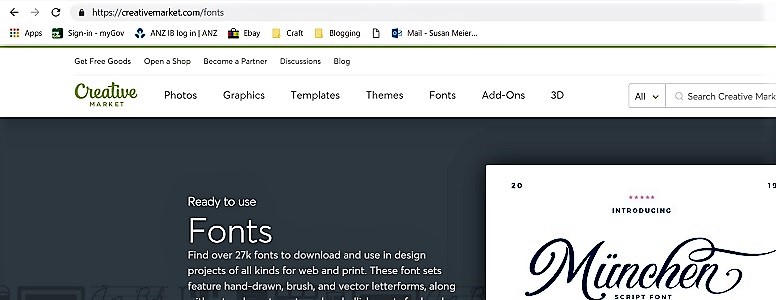 Picture of Creative Market website for free fonts