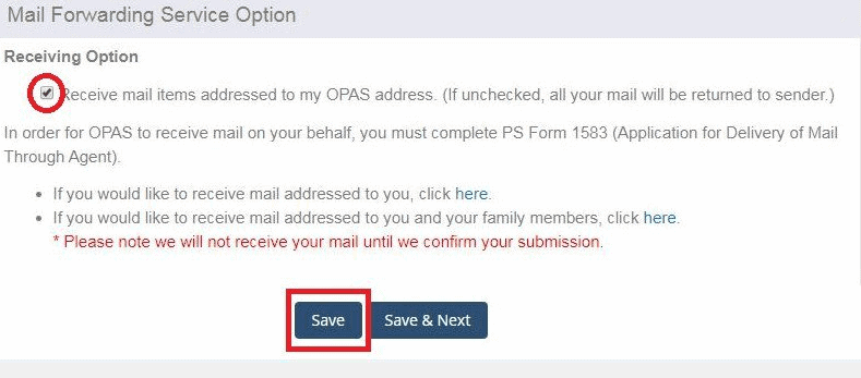 Mail Forwarding Step 3