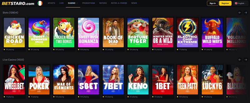 Play at BetStaro Online Casino and win real money! 