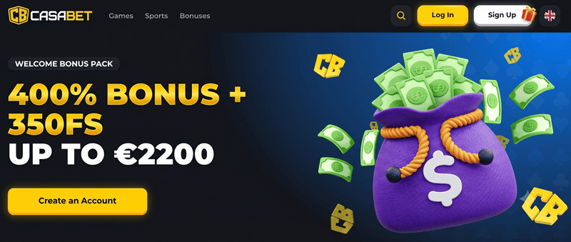 Exclusive 400% Bonus at Casabet Casino 