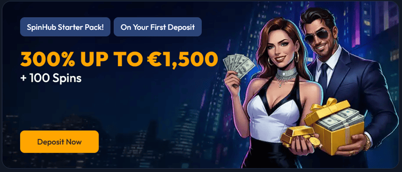 Spinhub 300% Bonus and 100 Free Spins 
