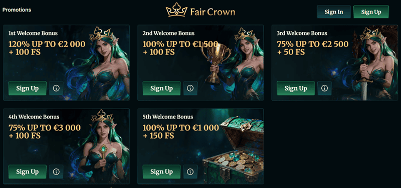 Fair Crown Casino Bonus Codes for Free Spins 