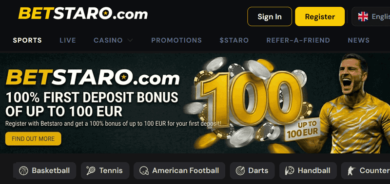 Betstaro 100% Bonus on First Deposit 