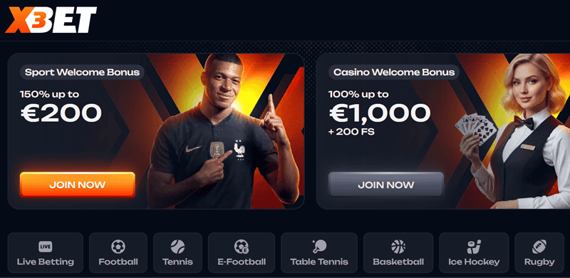 X3Bet Welcome Bonus for New Players 