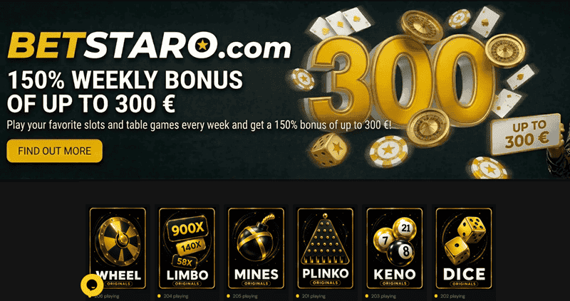 Betstaro Welcome Bonus and Weekly Reloads 