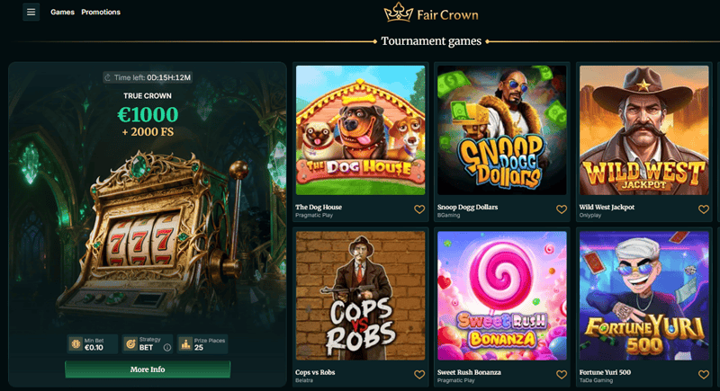 Fair Crown Casino Tournaments and Rewards 