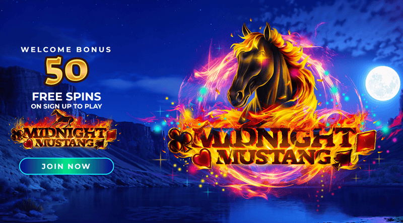 Get 50 Free Spins on Midnight Mustang without a deposit! 