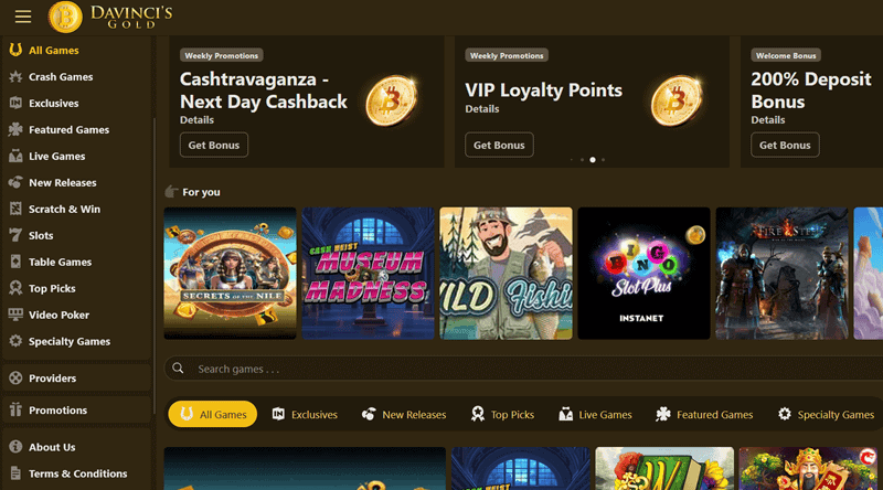 Create your Davincis Gold Casino account 