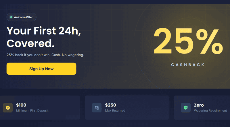 25% Cashback No Wagering 