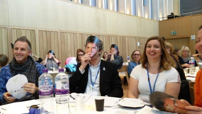 People wearing David Hasselhoff masks