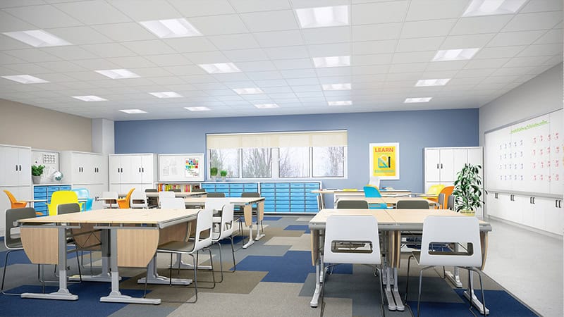 Thiết kế chiếu sáng lớp học đèn ốp trần