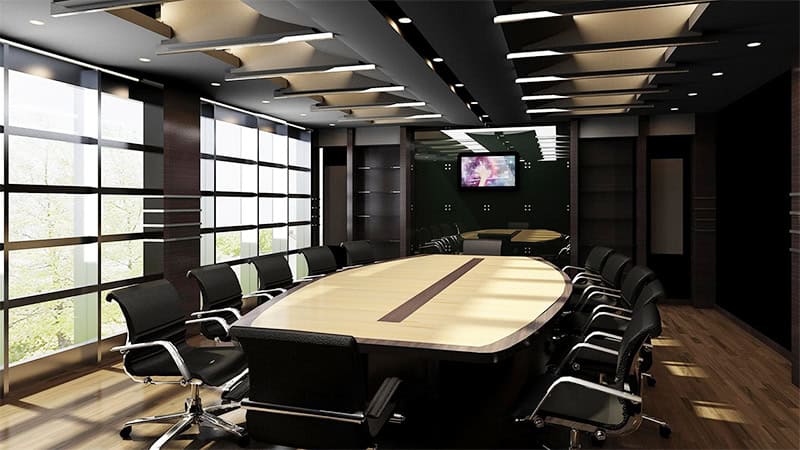Thiết kế chiếu sáng phòng họp bằng đèn hộp và đèn âm trần downlight