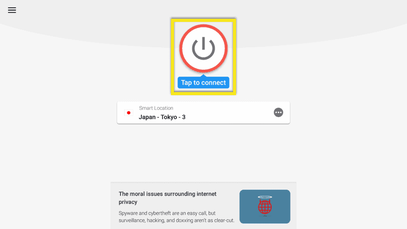 Click to connect ExpressVPN on Nvidia Shield.