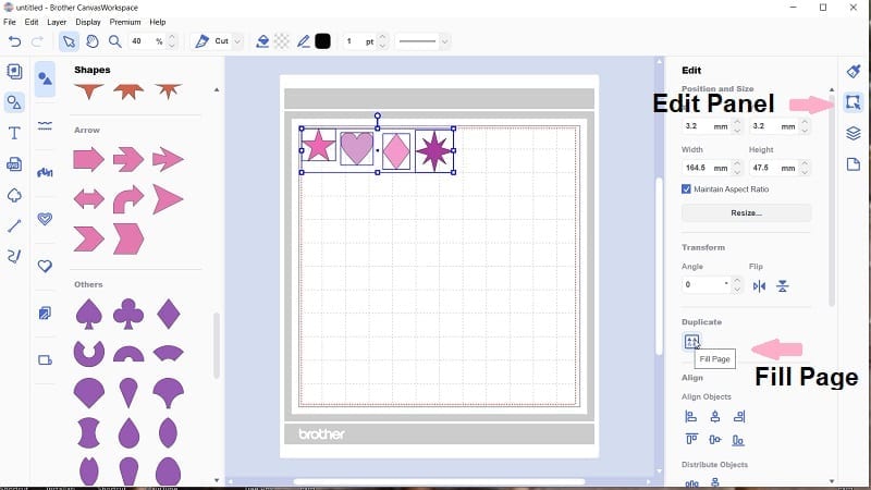 Go to the Edit panel and then down to the Fill Page icon to duplicate patterns.