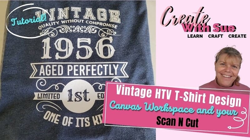 Main picture for the Vintage T-Shirt HTV tutorial for the Scan N Cut