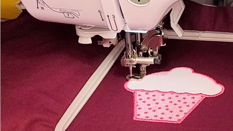 Stitching out the design on the embroidery machine