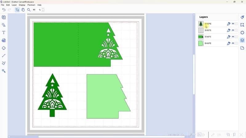 Showing the design imported into Canvas Workspace the downloaded version