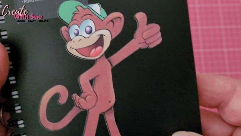 Monkey sticker on the notebook