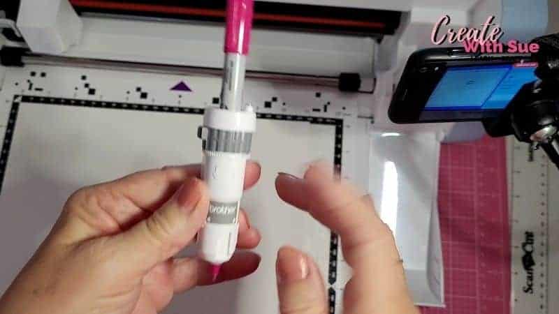 The Universal Pen Holder was used to create the written text for the 9th birthday card. The Ultra fine pink Sharpie was used and is pictured