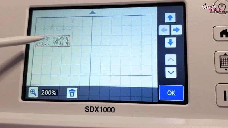 The text and the offset created in the ScanNCut on an SDX 1000 ScanNCut