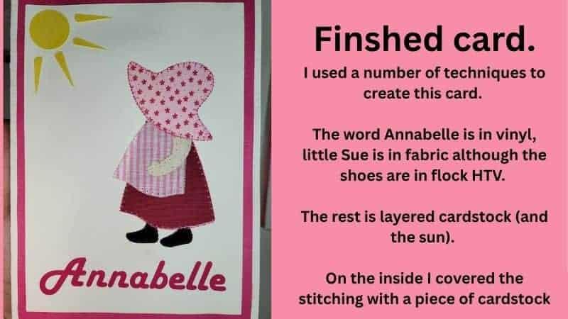 Finished card using embroidered cardstock - Applique - vinyl and card