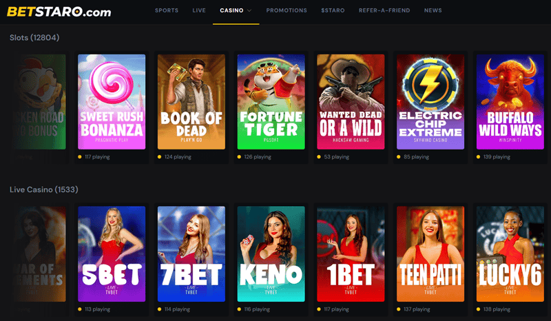 Betstaro Games - slots, table games, jackpots, live dealer, game shows 