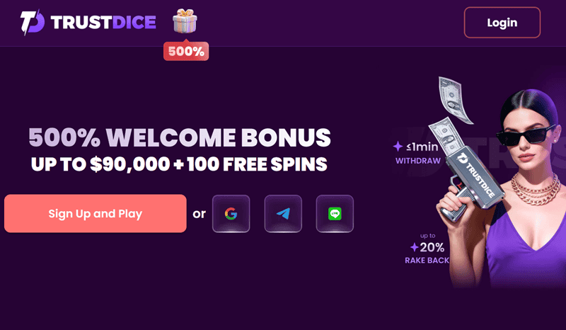 TrustDice 500% bonus 