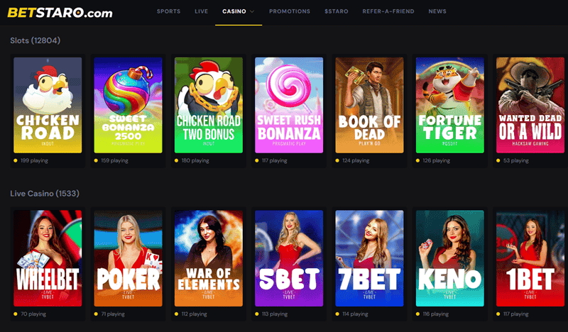 Betstaro Casino Games Lobby 