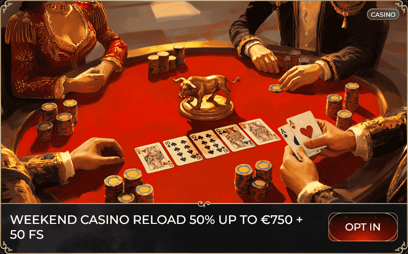 Casina 50% Weekend Reload Bonus with 50 Free Spins 