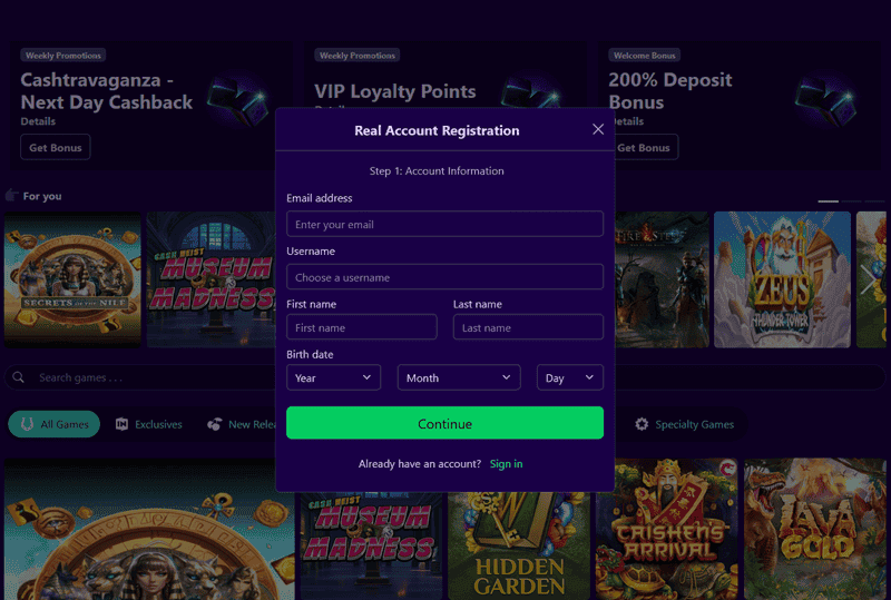Register for a 60 free spins no deposit bonus! 