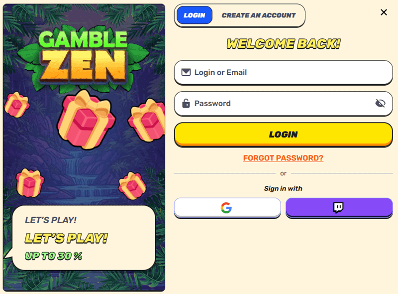 Gamblezen Sign Up Form 