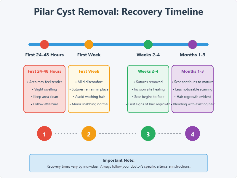 Pilar cyst removal - Recovery timeline infographic