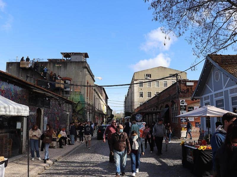 LXFactory's main road and the shops and cafes on each side