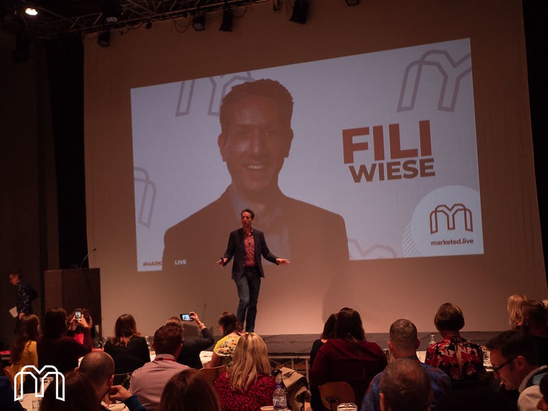 Fili Wiese on stage at MarketEd.Live. Photo by Mr Ladd Photography