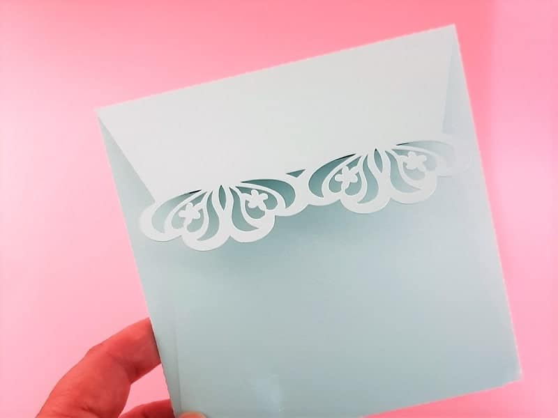 Blue edged envelope for the Laser Cut Wedding Invitations